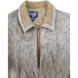 Troy Hill LTD 1980's Leather Jacket Tan Suede‎ Acrylic Tan Large Vintage